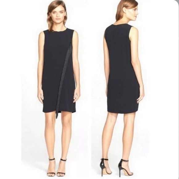 Rebecca Taylor Sleeveless Fringe Trim Shift Dress Black Size 0 - Picture 1 of 12